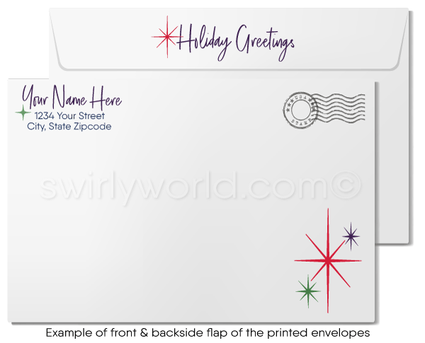 Traditional Watercolor Small Town Cityscape Christmas Holiday Greeting Cards