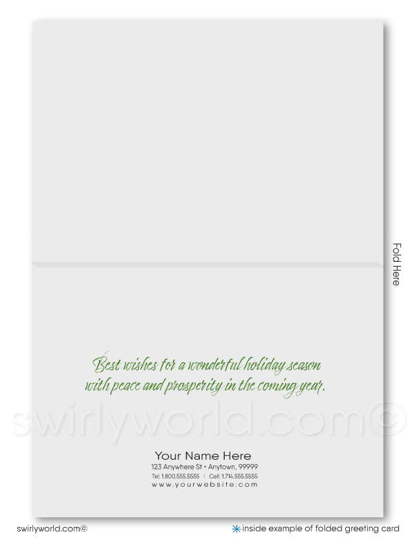 Retro Contemporary Watercolor Forest Trees Christmas Holiday Cards for Business Professionals.