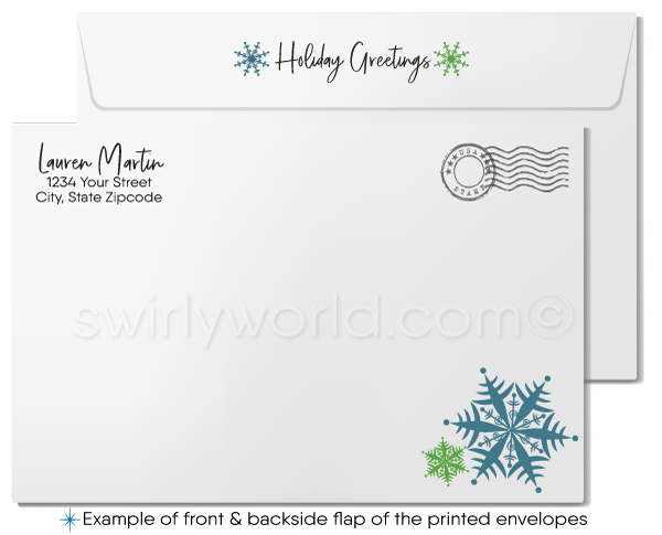 Retro Contemporary Watercolor Forest Trees Christmas Holiday Cards for Business Professionals.
