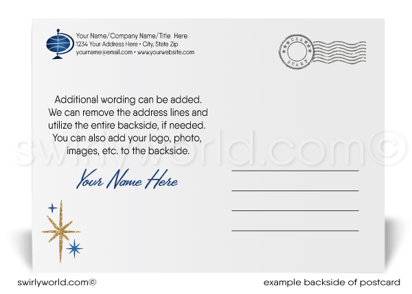Navy and Gold Corporate Professional Happy New Year Postcards for Clients