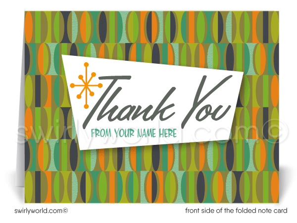 Retro Atomic Mid-Century Modern Design Thank You Note Cards for Realtors, Architects, Designers.