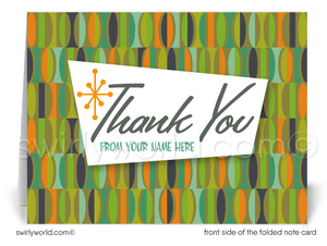 Retro Atomic Mid-Century Modern Design Thank You Note Cards for Realtors, Architects, Designers.