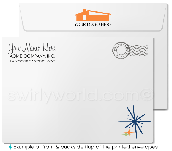 Retro Atomic Mid-Century Modern Tiki Pattern Design Thank You Note Cards