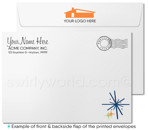 Retro Atomic Mid-Century Modern Tiki Pattern Design Thank You Note Cards