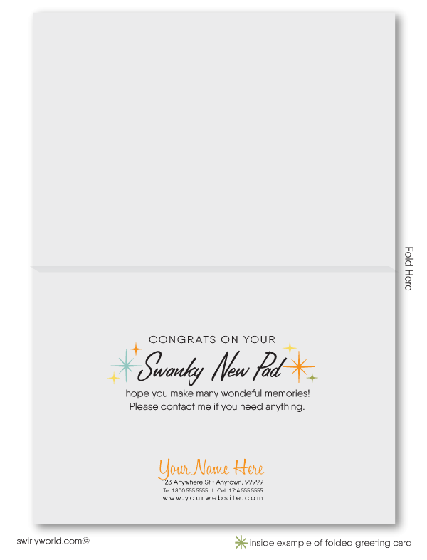 Retro Mid-Century Modern Homes Neighborhood Thank You Note Cards for Realtors, Architects, Designers.