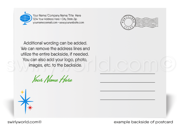 Festive Celebratory Stars Business Happy New Year Postcards for Clients