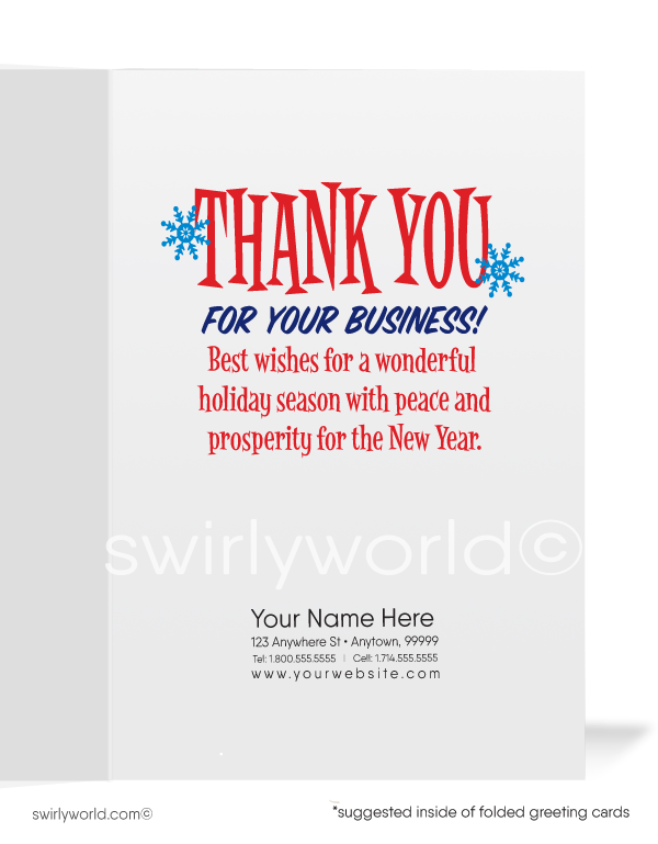 Cartoon Funny Santa Claus Merry Christmas Company Business Holiday Greeting Cards