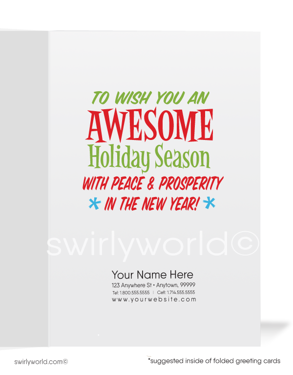 Funny Humorous Snowboarding Santa Claus Christmas Holiday Greeting Cards