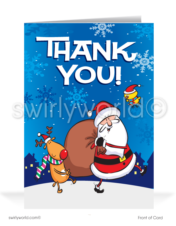 Funny Humorous Santa Claus From the Office Merry Christmas Holiday Greeting Cards for Business Customers. Harrison Publishing Company Merry Christmas cards for business customers.