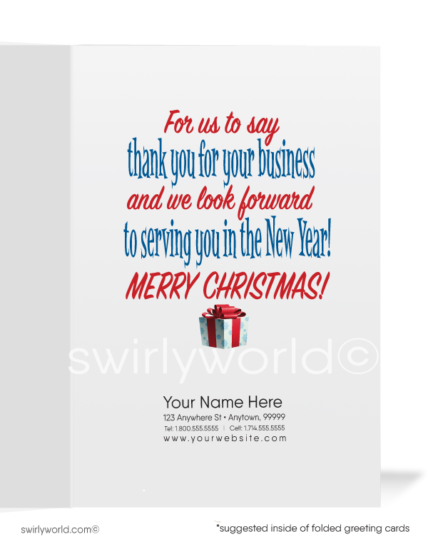 Cute Cartoon Old Fashioned Santa Claus Christmas Holiday Cards for Business