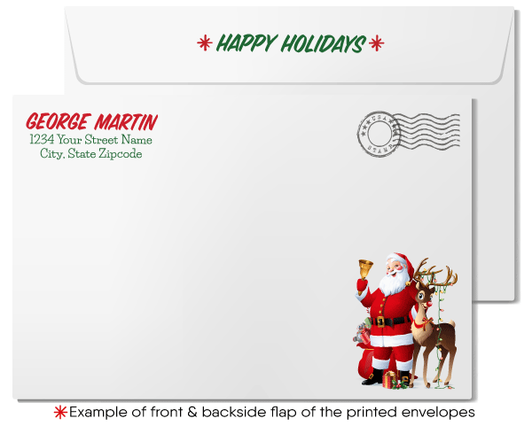 Funny Cartoon Santa Claus Merry Christmas Business Customer Holiday Cards