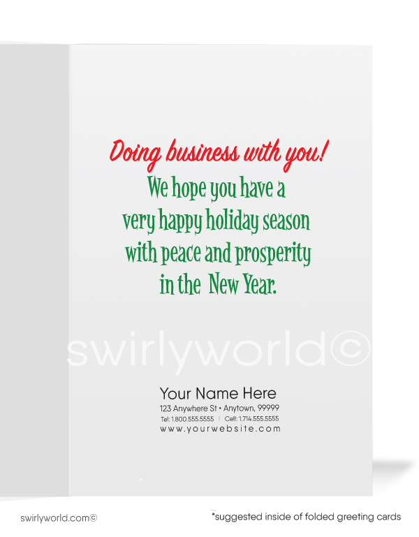 Merry Christmas Cartoon Santa Claus Business Greeting Cards for Customers