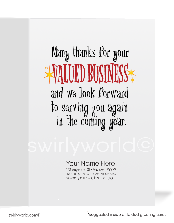 Funny Santa Claus Humorous Christmas Company Holiday Greeting Cards for Business Clients