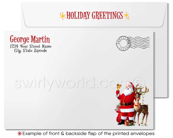 Funny Santa Claus Humorous Christmas Company Holiday Greeting Cards for Business Clients