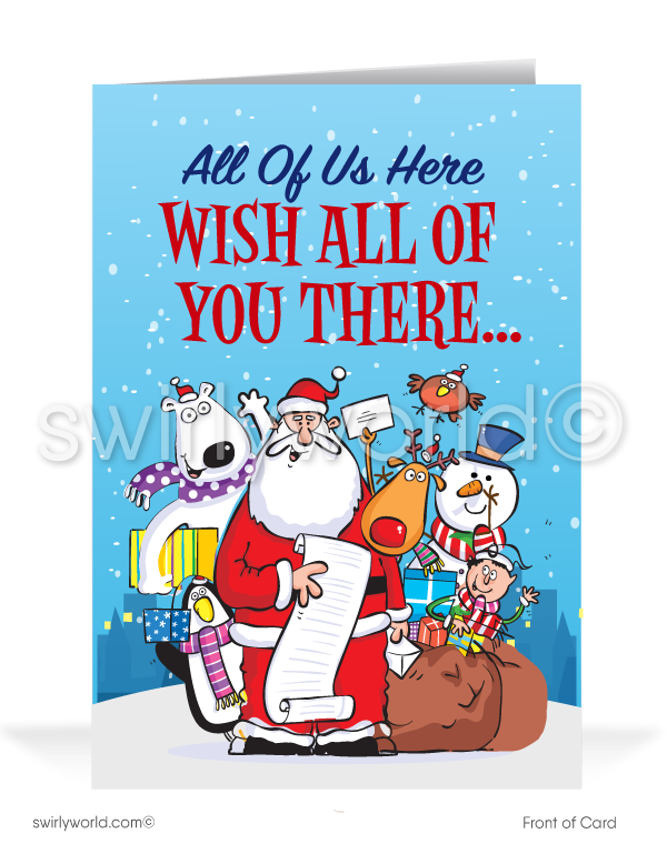From The Office Funny Cartoon Santa Claus Merry Christmas Holiday Greeting Cards