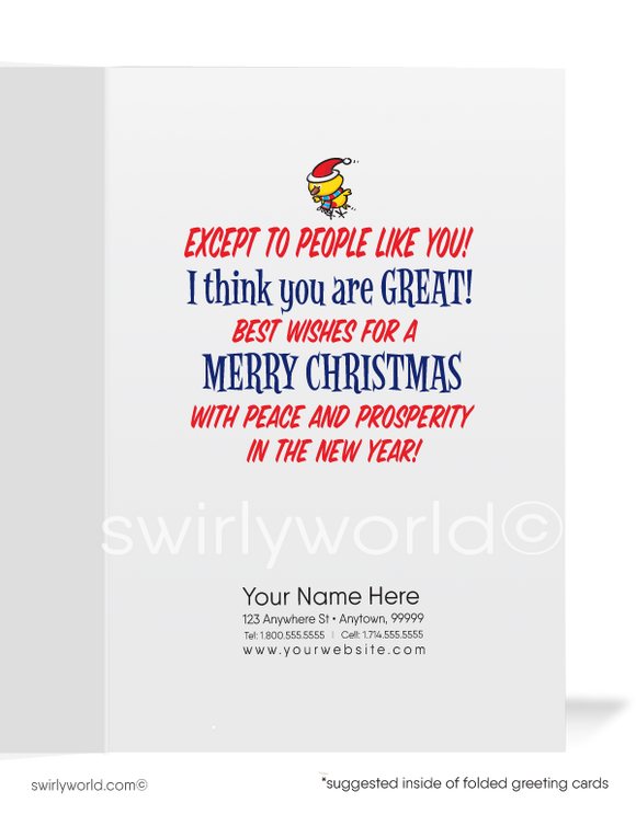 Funny Humorous Rotten Bad Mean Santa Claus Merry Christmas Holiday Cards