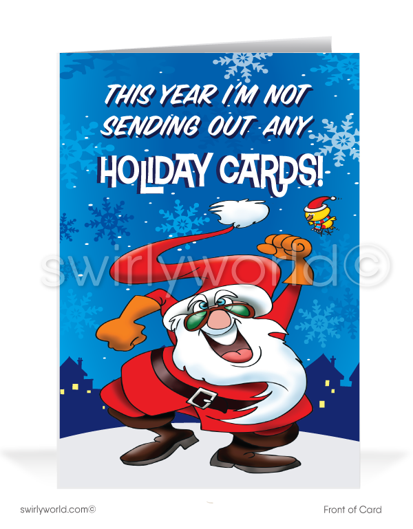 Funny Humorous Rotten Bad Mean Santa Claus Merry Christmas Holiday Cards