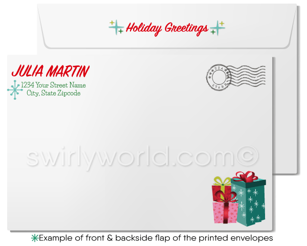Retro Rockabilly Pinup Girl Merry Christmas Company Holiday Cards for Business Woman