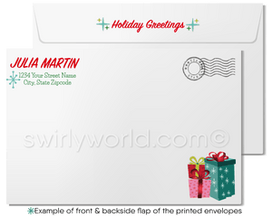 Retro Rockabilly Pinup Girl Merry Christmas Company Holiday Cards for Business Woman