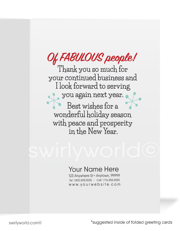 Cute Merry Christmas Company Holiday Greeting Cards for Realtor Woman in Business. 