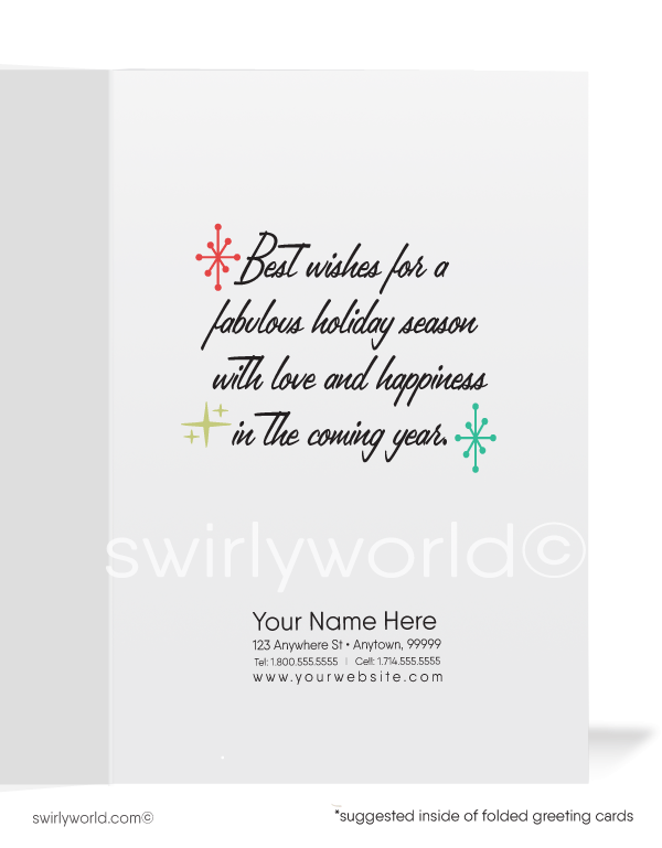 Retro Mid-Century Atomic Modern Pinup Girl Holiday Cards for Women