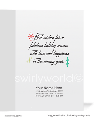 Retro Mid-Century Atomic Modern Pinup Girl Holiday Cards for Women