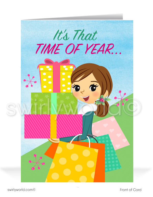 Cute Merry Christmas Company Holiday Greeting Cards for Realtor Woman in Business.