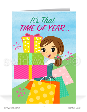 Cute Merry Christmas Company Holiday Greeting Cards for Realtor Woman in Business.