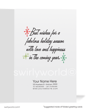 Pinup Rockabilly Girl Retro Modern Merry Christmas Cards for Women