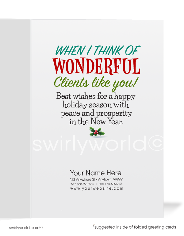 Cute Retro Realtor Merry Christmas Holiday Cards for Women in Business