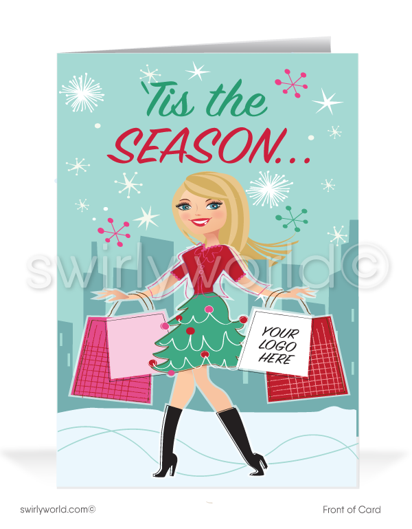 Cute Merry Christmas Company Holiday Greeting Cards for Realtor Woman in Business.