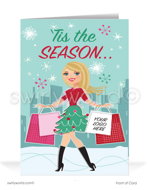 Cute Merry Christmas Company Holiday Greeting Cards for Realtor Woman in Business.