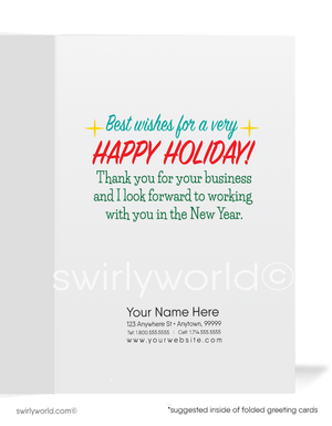 Cute Merry Christmas Holiday Greeting Cards for Realtor Women in Business