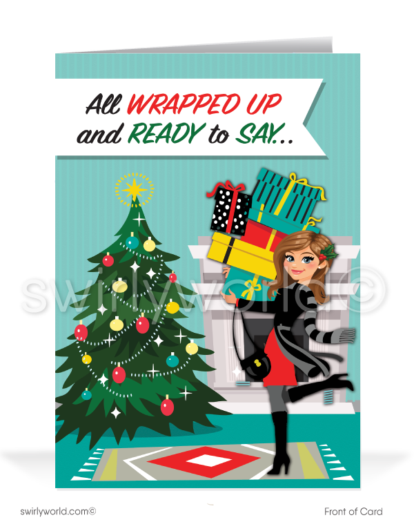 Cute Merry Christmas Company Holiday Greeting Cards for Realtor Woman in Business.
