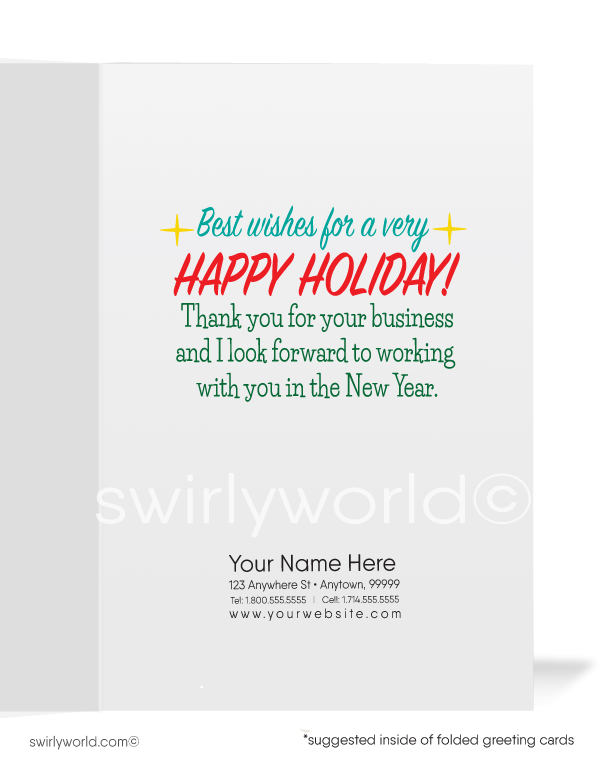 Cute Merry Christmas Client Holiday Cards for Realtor Women in Business