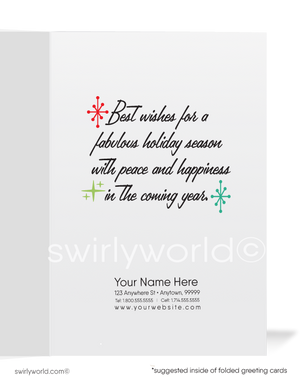 Cute Retro Mod Merry Christmas Happy Holidays Business Cards for Women