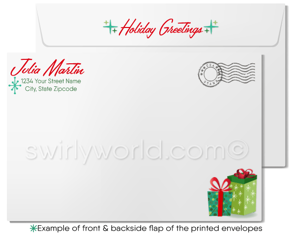 Cute Retro Mod Merry Christmas Happy Holidays Business Cards for Women