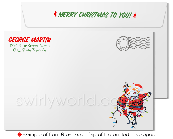 Penguin Cool Doing Business With You Merry Christmas Holiday Card for Customers