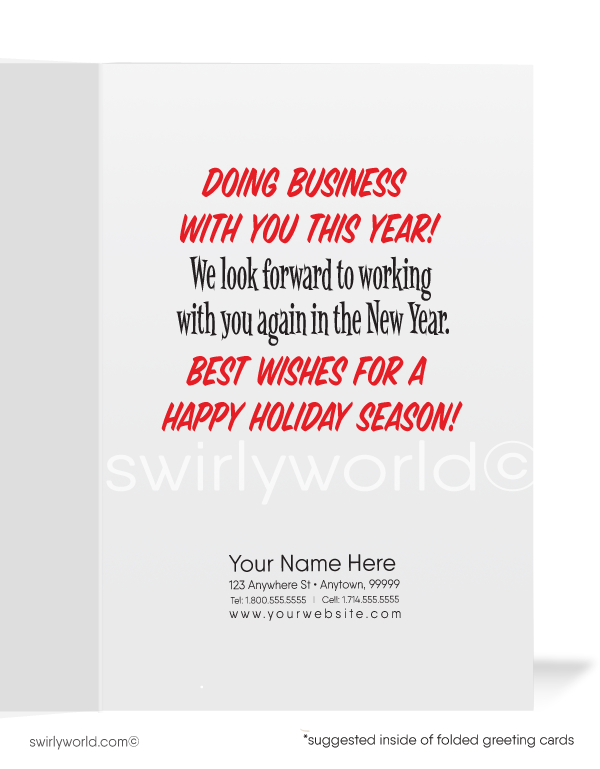 Penguin Cool Doing Business With You Merry Christmas Holiday Card for Customers