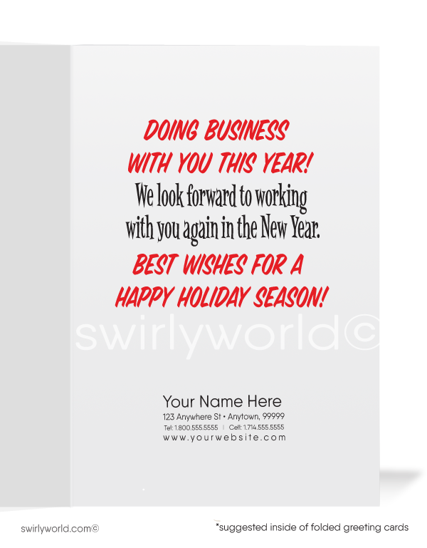 Penguin Cool Doing Business With You Merry Christmas Holiday Card for Customers. Harrison Publishing Company. Harrison Greeting cards.