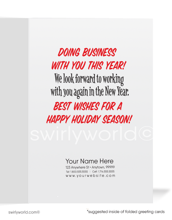 Penguin Cool Doing Business With You Merry Christmas Holiday Card for Customers. Harrison Publishing Company. Harrison Greeting cards.