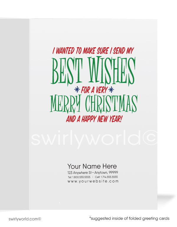 Funny Cartoon Santa Claus Stuck in Chimney Merry Christmas Customer Cards