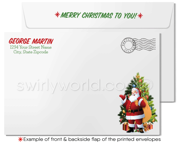 Funny Cartoon Santa Claus Stuck in Chimney Merry Christmas Customer Cards