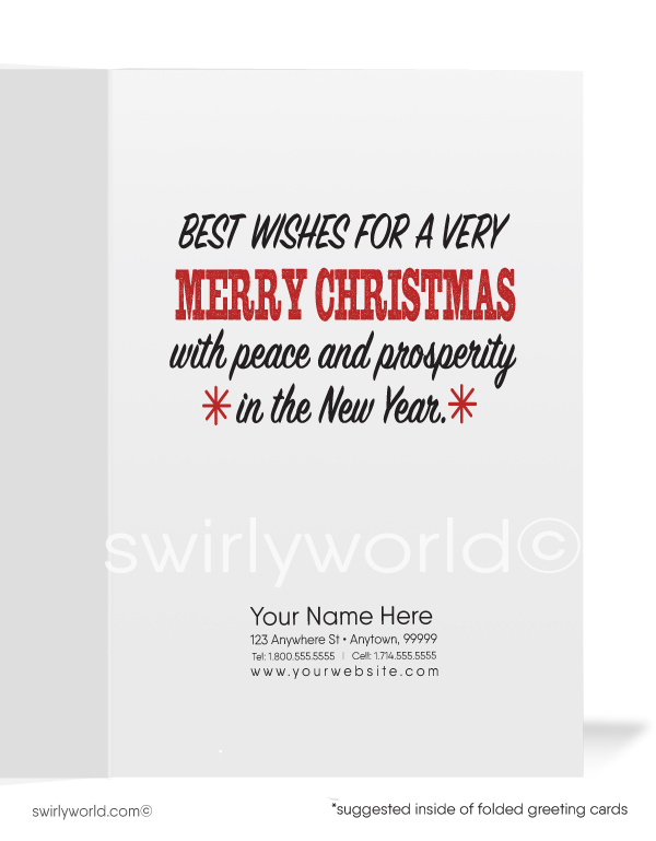 Funny Santa Claus Humorous Merry Christmas Company Holiday Greeting Cards for Business Customers