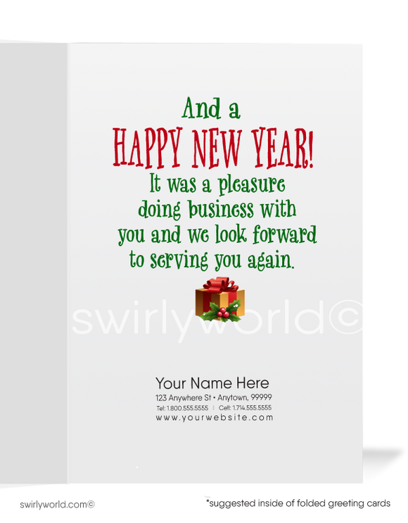 Old Fashioned Santa Claus Merry Christmas Holiday Cards for Business Customers. Harrison Publishing Company Merry christmas greeting cards for customers.