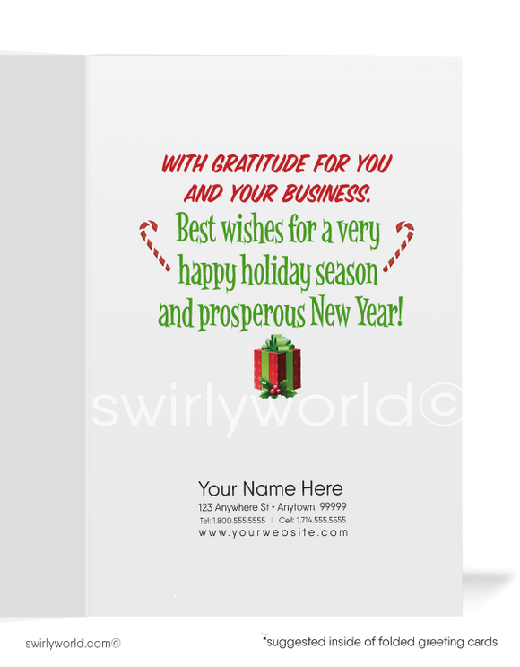 Happy Holidays Old Fashioned Santa Claus Merry Christmas Business Holiday Greeting Card. From the Office holiday Christmas business cards.
