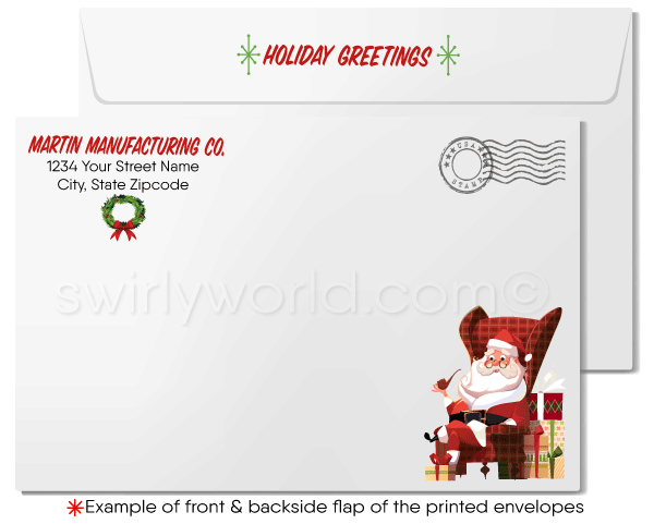 Happy Holidays Old Fashioned Santa Claus Merry Christmas Business Holiday Greeting Card