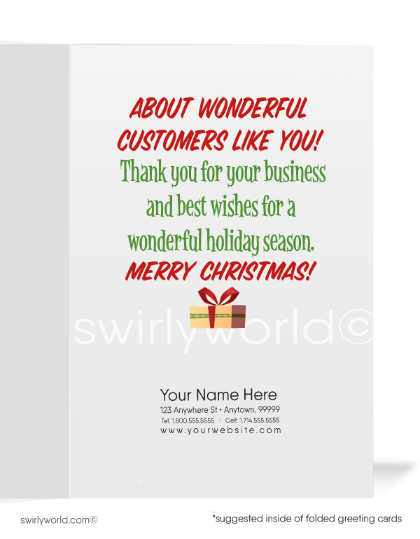 Old Fashioned Santa Claus Merry Christmas Holiday Greeting Cards for Business