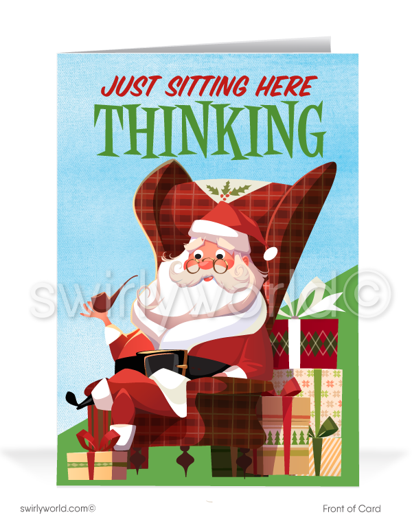 Old Fashioned Santa Claus Merry Christmas Holiday Greeting Cards for Business