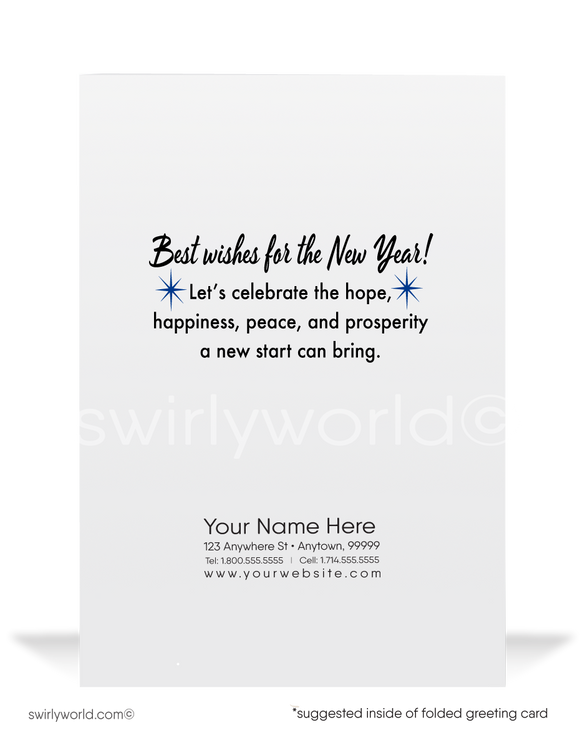 2021 Business Professional Happy New Year Cards for Clients